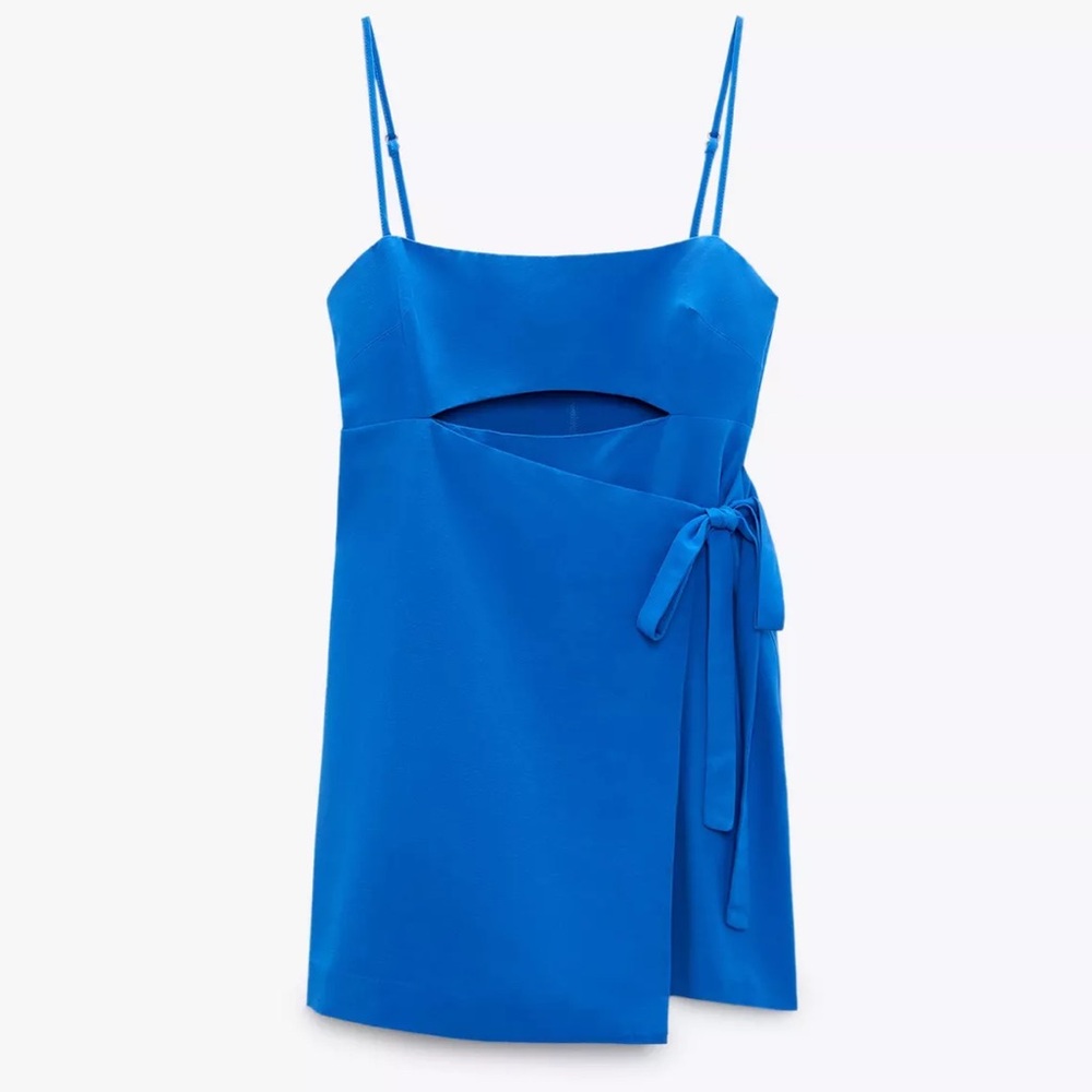 Linen blend cut out jumpsuit dress